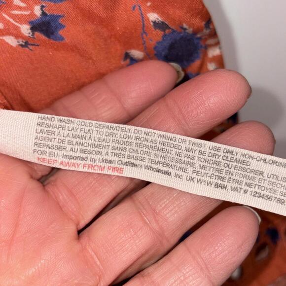 Intimately Free People Orange Floral Mini Dress Lace Wrap Eyelet Medium New - Picture 9 of 13